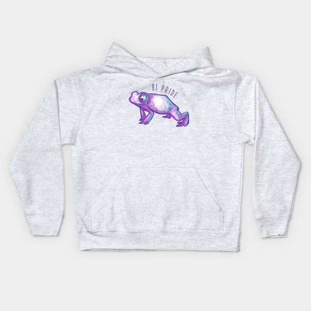 Pastel Bi Pride Frog Kids Hoodie by hollowedskin